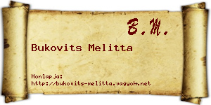 Bukovits Melitta névjegykártya